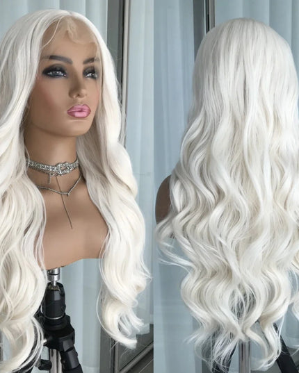 Body Wave Lace Front Wig Highlight Ash Blonde Lace Frontal Synthetic Wigs Pre Plucked Long Wavy Synthetic Lace Wig for Women