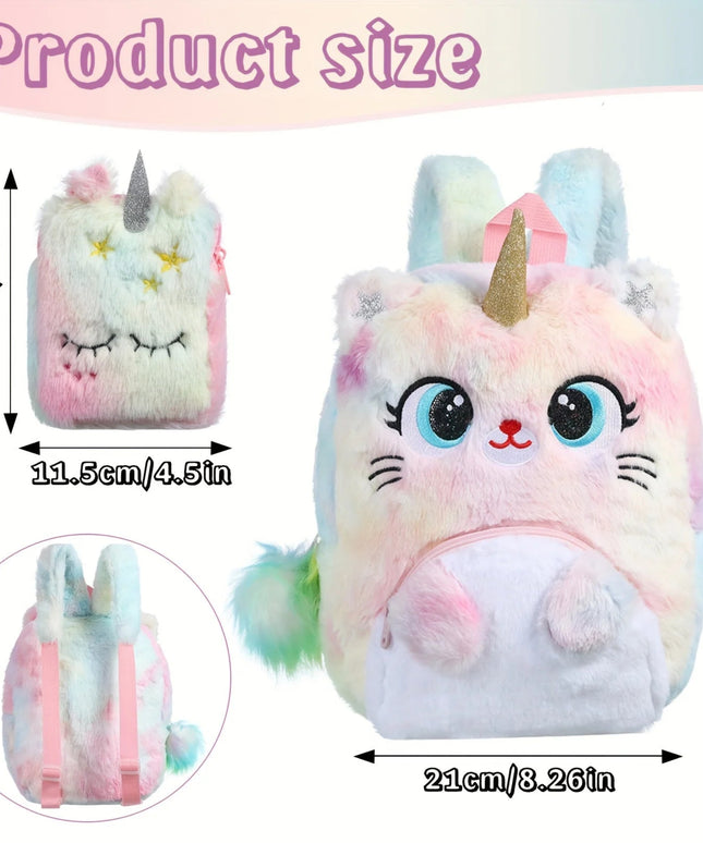 Plush unicorn backpack shoulder bag 2pcs/set cartoon cute shoulder bag Kid fashionable versatile backpack Kid birthday gift