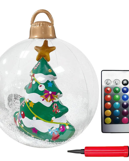 24 Inch Inflatable Christmas Balls New Years Christmas Ornaments with Lights PVC Giant Inflatable Christmas Balls Holiday Decor