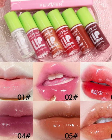 6PCS Moisturizing Lip Gloss Transparent Lip Oil Hydrating Lip Glaze Lip Plumper Hydrating Make Up Liquid Lipstick Lips Cosmetics