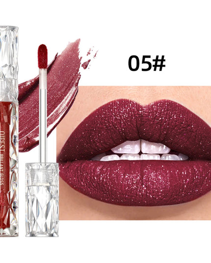 QIBEST Waterproof Diamond Shimmer Glitter Lipgloss Matte Liquid Lipstick Shiny Pearl Lip Glaze Long Lasting LipTint Women Makeup