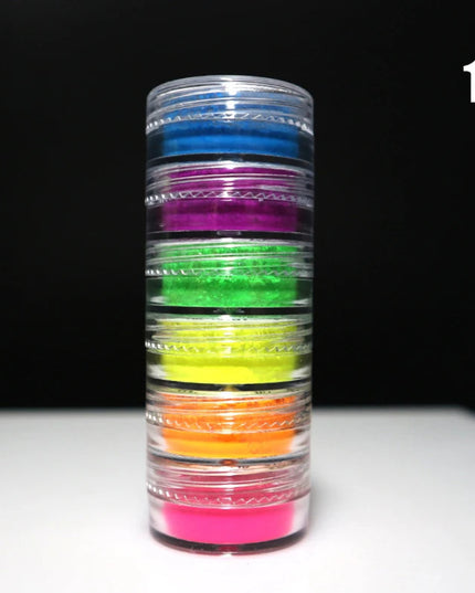 Neon Phosphor Pigment Powder Fluorescent Nail Glitter Set Shinny Ombre Chrome Dust DIY Gel Polish Manicure Nails Art Decoration