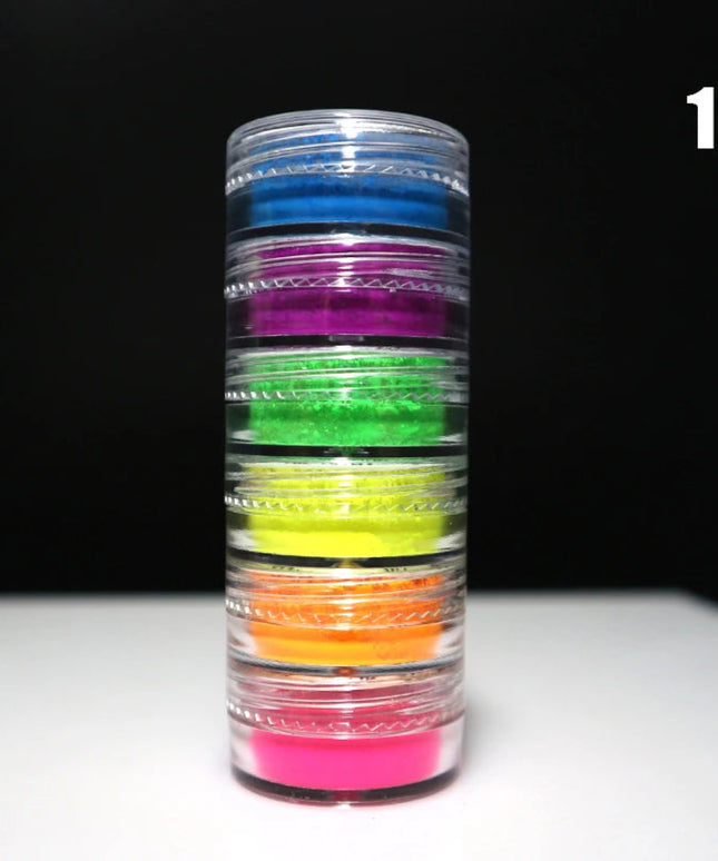 Neon Phosphor Pigment Powder Fluorescent Nail Glitter Set Shinny Ombre Chrome Dust DIY Gel Polish Manicure Nails Art Decoration