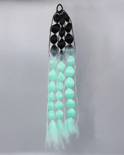 Synthetic 1Pcs Ponytail Extension Corlorful Bubble Braid Long Lantern Braided Ponytail with Hair Tie Straight Hairpieces