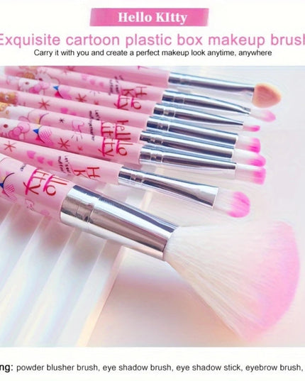 8pcs/Set Kawaii Hello Kitty Makeup Brush Collection Portable Adorable Rotate Design Makeup Brush Foundation Beauty Tools Gift