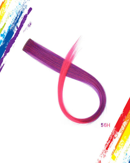 Multi-colors  Clip in Synthetic Hair Extensions 22 inch Rainbow Hairpieces for Girls Women Kids Favor Gift(Colorful Set)