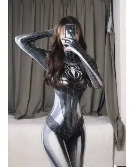 Sexy Black Cat Superhero Cosplay Costume For Spider Women Halloween Costume Christmas Tight 3d Printing Jumpuit Bodysuit Toys