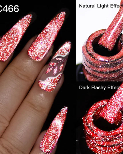 7ML Reflective Glitter Cat Magnetic Gel Nail Polish Fluorescent Neon Color Magnetic Gel Semi Permanent UV LED Varnish Nails Art