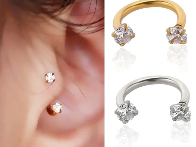 1PC Stainless Steel Crystal Hoop Ring Piercing Nose Ear belly Rings Women Men Cartilage Helix Earrings Daith Piercing Jewelry