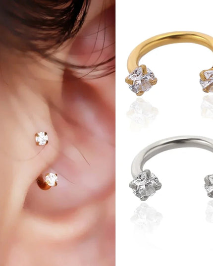 1PC Stainless Steel Crystal Hoop Ring Piercing Nose Ear belly Rings Women Men Cartilage Helix Earrings Daith Piercing Jewelry