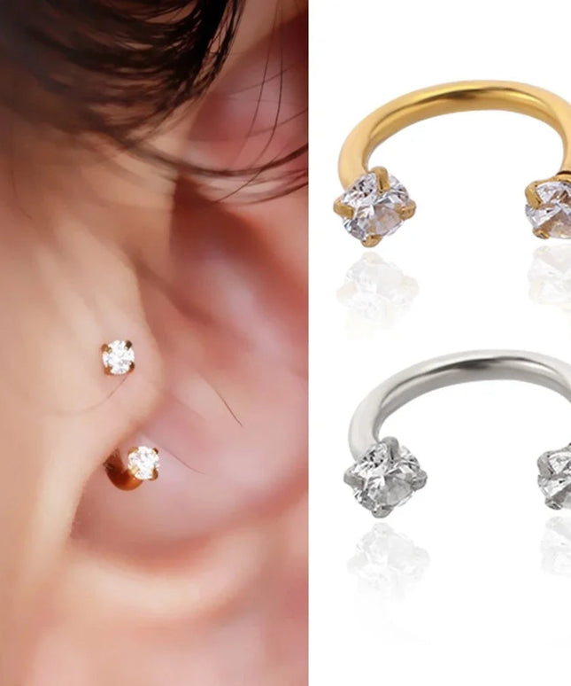 1PC Stainless Steel Crystal Hoop Ring Piercing Nose Ear belly Rings Women Men Cartilage Helix Earrings Daith Piercing Jewelry
