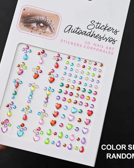 1Pcs Face Diamond Gem Sticker 5D Colorful Rhinestone Tattoo Eyeshadow Stickers fo Festival Nail Body Makeup Bling Jewel DIY Deco