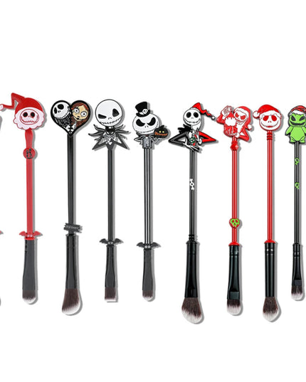 5 pieces of Christmas Eve Horror Makeup Brush Set Soft Makeup Brush, Skull Jack Metal Eyeshadow Brush, Suitable for Halloween Ho