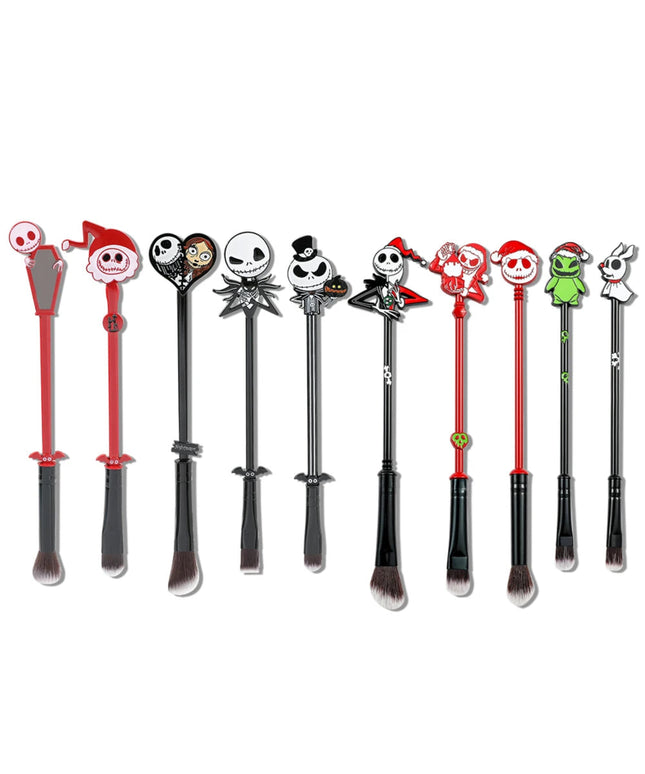 5 pieces of Christmas Eve Horror Makeup Brush Set Soft Makeup Brush, Skull Jack Metal Eyeshadow Brush, Suitable for Halloween Ho