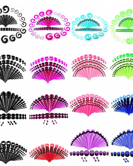 36pcs-54pcs 14G-00G Acrylic Ear Plugs and Tunnels Ear Gauges Stretching Kits Ear Dilations Piercing Body Jewelry