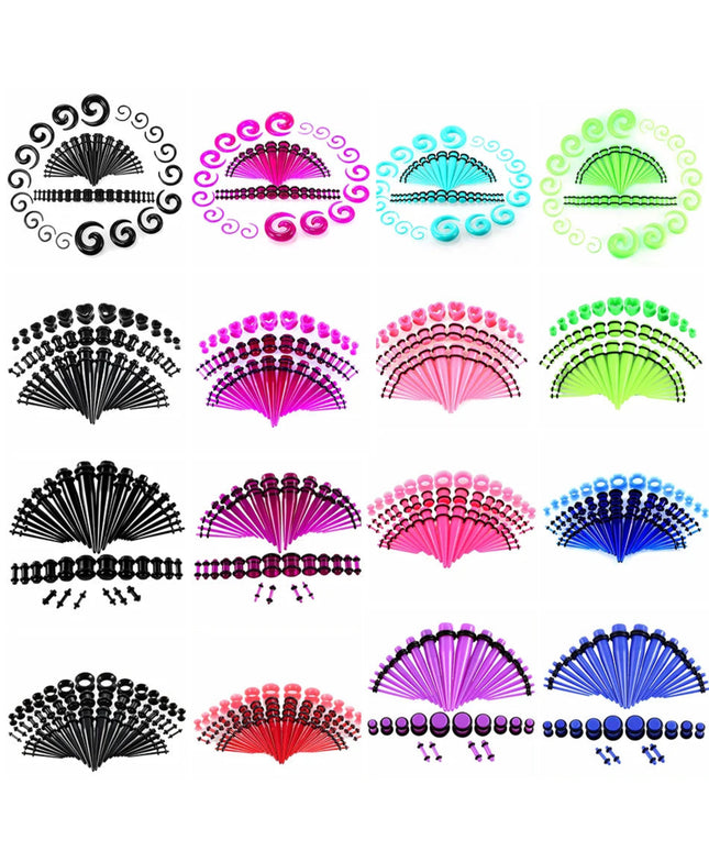 36pcs-54pcs 14G-00G Acrylic Ear Plugs and Tunnels Ear Gauges Stretching Kits Ear Dilations Piercing Body Jewelry
