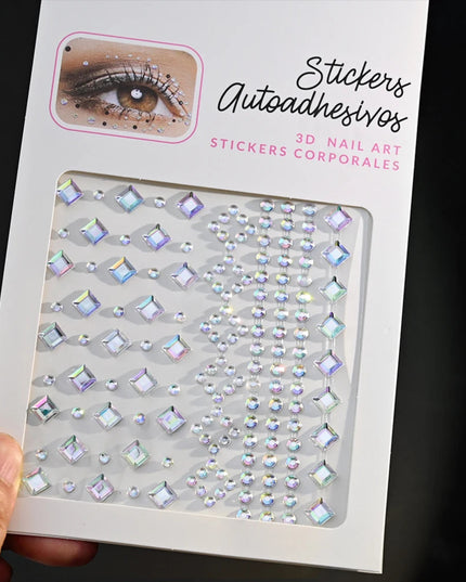 1Pcs Face Diamond Gem Sticker 5D Colorful Rhinestone Tattoo Eyeshadow Stickers fo Festival Nail Body Makeup Bling Jewel DIY Deco