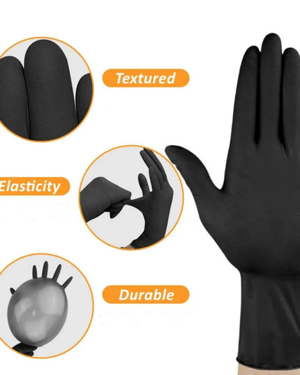 10/20/50/100PCS Black Nitrile Disposable Gloves for Work Latex Free Home Cleaning Glove Textured Mechanic Tattoo Hair Dye Beauty