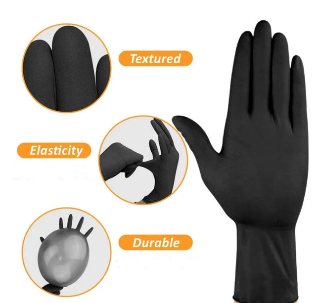 10/20/50/100PCS Black Nitrile Disposable Gloves for Work Latex Free Home Cleaning Glove Textured Mechanic Tattoo Hair Dye Beauty
