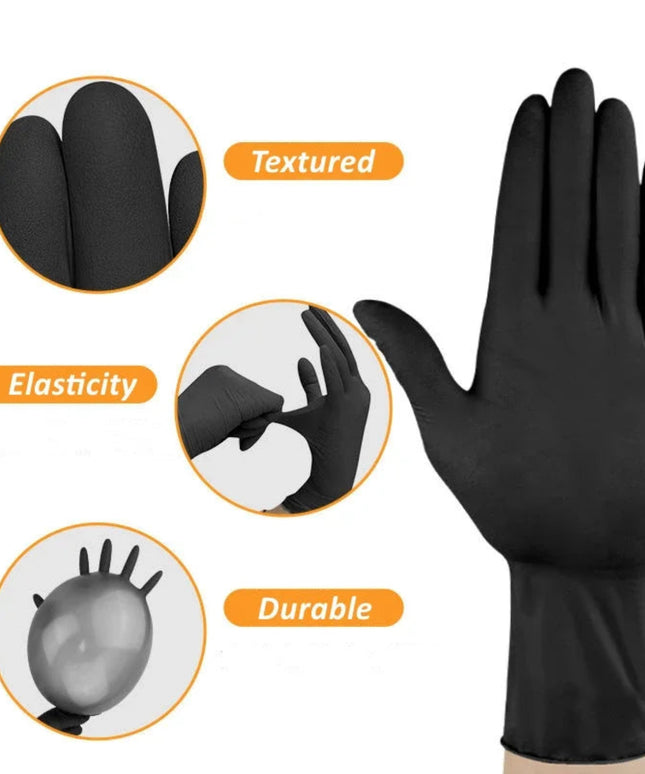 10/20/50/100PCS Black Nitrile Disposable Gloves for Work Latex Free Home Cleaning Glove Textured Mechanic Tattoo Hair Dye Beauty