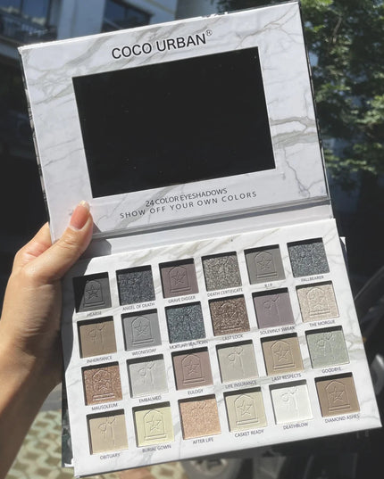 24 Color Vampire Diaries Eyeshadow Palette Dark Elf Gothic Matte Shimmer Dual Finish 12H Wear No Clumping High PigmentPerfect