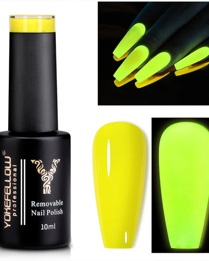YOKEFELLOW Glow in the Dark Gel Nail Polish 10ML Orange Fluorescent Neon Luminous Gel Polish Nail Art for Halloween Women Girls