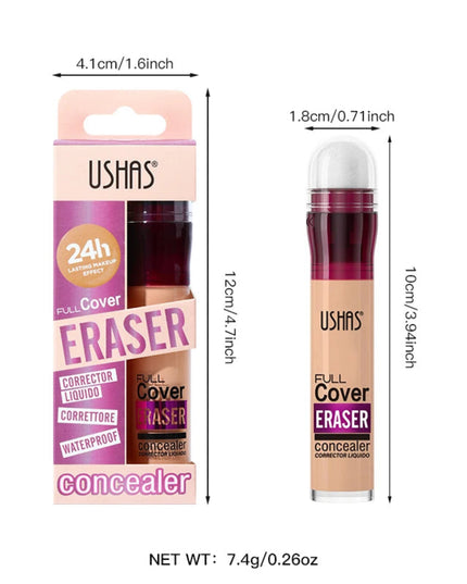 USHAS 12 Color Liquid Concealer Moisturizing Rotating Sponge Head Concealer Long Lasting Lightweight Multi-use Foundation Makeup