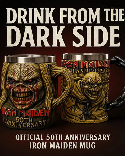 Iron Maidened Band 50th Anniversary 3D Mug Creative Resin Stainless Steel Cup Heavy Metal Drinkware Coffee Beer Collectible Gift
