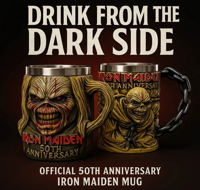 Iron Maidened Band 50th Anniversary 3D Mug Creative Resin Stainless Steel Cup Heavy Metal Drinkware Coffee Beer Collectible Gift