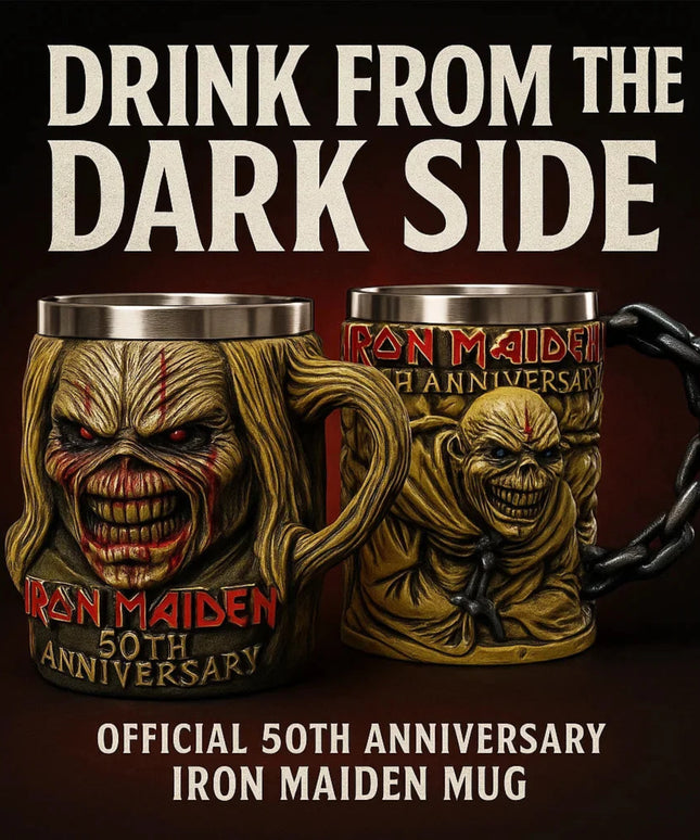 Iron Maidened Band 50th Anniversary 3D Mug Creative Resin Stainless Steel Cup Heavy Metal Drinkware Coffee Beer Collectible Gift