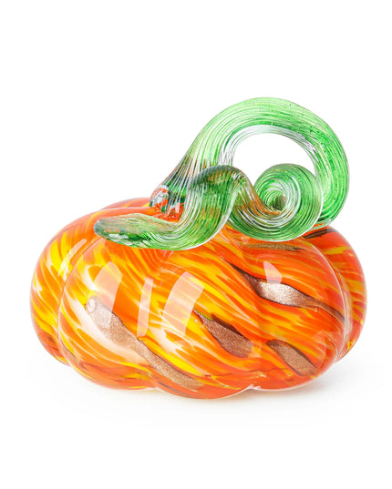 Color Crystal Pumpkin Figurine Collectible Hand Blown Glass Pumpkin Ornament Fall & Harvest Thanksgiving Halloween Gift