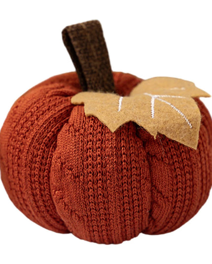 1-3PCS Autumn New Knit Mini Pumpkin with Maple Leaf Decoration Halloween Thanksgiving Day Kitchen Centerpiece Ornament Gifts