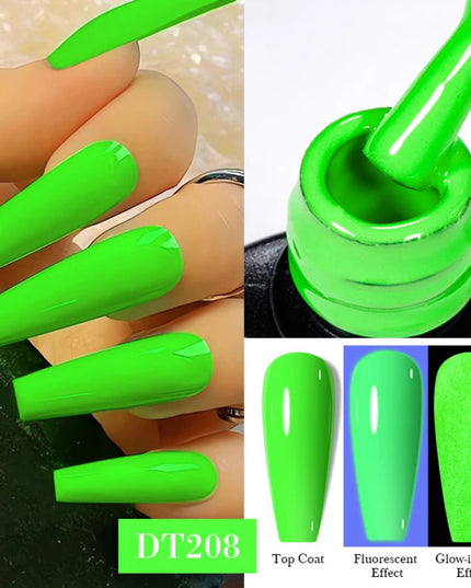 7ML Fluorescent Gel Nail Polish Neon Red Yellow Green Summer Color Semi Permanent Varnish Nail Art Soak Off UV LED Gel Manicure