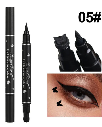 2 IN 1 Butterfly Seal Eyeliner Pen Star Moon Stamp Long-Lasting Waterproof Black Liquid Eye Liner Pencil Eyes Makeup Cosmetic
