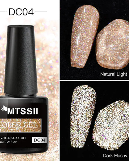 Mtssii Reflective Fluorescent Gel Nail Polish Glitter Gel Polish Neon Semi Permanent Varnish Soak Off UV Gel Sparkling Nail Art