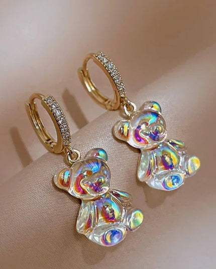 Cute Acrylic Candy Gummy Bear Dangle Earrings for Women Rainbow Bear CZ Hoop Earrings 2022 Korean Fashion Sweet Girl Jewelry
