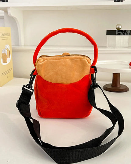 Doll Plush French Fries Handbag Cute Fluffy Crossbody Bag Shoulder Bag Tote Bag Plush Toy Cartoon Hamburger Bag Girl