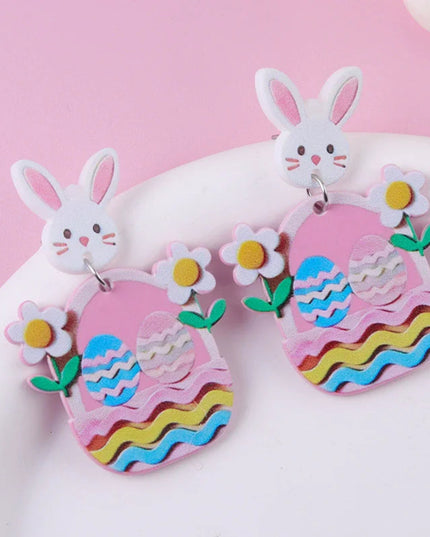 New Easter Earrings Cartoon Easter Bunny Creative Fashion Chick Acrylic Earstuds Eardrops Easter Decoration Gift