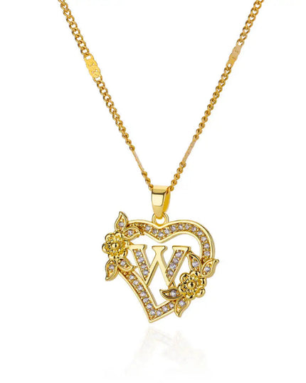 Heart Initial Letter Necklaces For Women Gold Color Stainless Steel Chain A-Z Alphabet Pendant Necklace Birthday Jewelry Gift