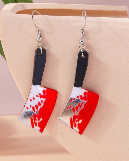 Punk Halloween Bloody Knife Drop Earrings Dagger Scissors Saw Dangle Hooks Earrings for Women Girls Night Party Jewelry Gifts