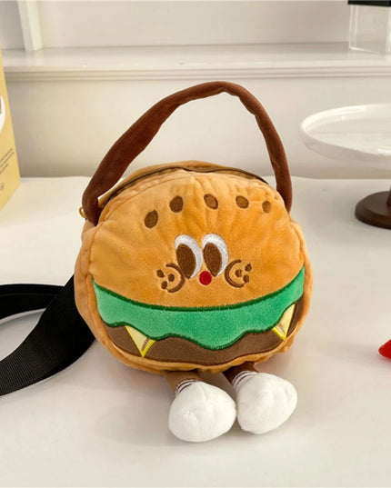 Doll Plush French Fries Handbag Cute Fluffy Crossbody Bag Shoulder Bag Tote Bag Plush Toy Cartoon Hamburger Bag Girl