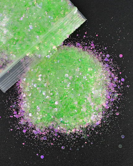 50G/Bag Holographic Mixed Hexagon Shape Chunky Nail Glitter Sequins Sparkly Flakes Slices Manicure Body/Eye/Face Glitter TCF2335