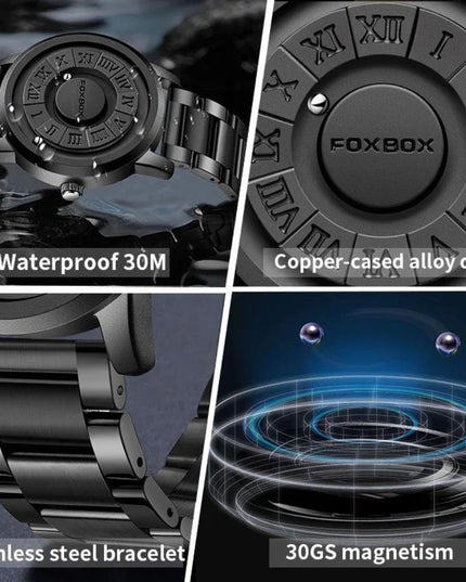 FOXBOX Military Waterproof Watch For Men LIGE Luxury Crolling Pointer Magnetic Force Watch Men Fashion Sport Quartz Chronograph