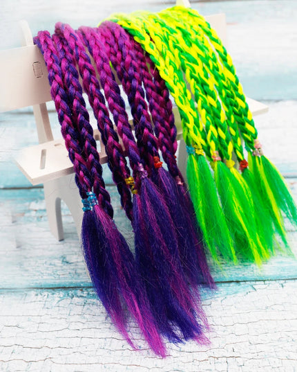 Colorful Braid Synthetic Hair Ponytail Rope Tie Girls Princess Color Tail Wig Children's Styling Baby Accessories