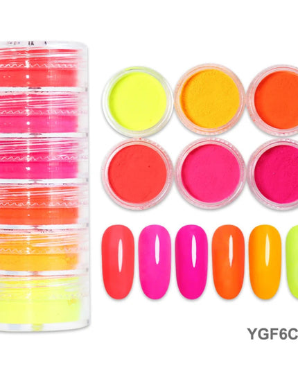 Neon Phosphor Pigment Powder Fluorescent Nail Glitter Set Shinny Ombre Chrome Dust DIY Gel Polish Manicure Nails Art Decoration