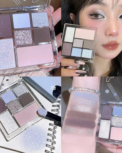 New 7 Colors Sweet Cool Smoked Eyeshadow Palette Pink-black Hot Girl Glitter Pearly Shadow Eyes Korean Makeup Pallet Cosmetics
