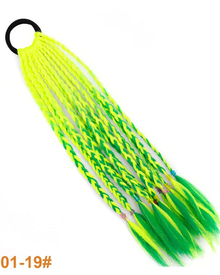 Colorful Braid Synthetic Hair Ponytail Rope Tie Girls Princess Color Tail Wig Children's Styling Baby Accessories