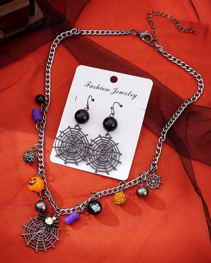Halloween Element Pumpkin Ghost Pendant Necklace for Women Punk Novelty Funny Costume Necklace Jewelry Cosplay Accessories