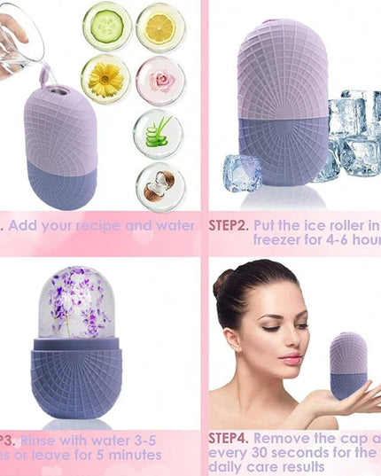 Upgraded Ice Roller for Face and Eyes - Facial Massager for Skin Care - Reusable Silicone Ice Mold to Refresh and Cool Skin