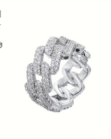 1pc S925 Sterling Silver with 5.4CT Moissanite American Street Hip Hop Cuban Ring, Unisex, Gemstone Jewelry | Gifts for Mother |